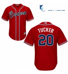 Youth Majestic Atlanta Braves 20 Preston Tucker Authentic Red Alternate Cool Base MLB Jersey 