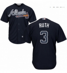 Youth Majestic Atlanta Braves 3 Babe Ruth Replica Blue Alternate Road Cool Base MLB Jersey