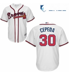 Youth Majestic Atlanta Braves 30 Orlando Cepeda Authentic White Home Cool Base MLB Jersey