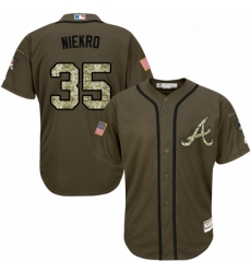 Youth Majestic Atlanta Braves 35 Phil Niekro Replica Green Salute to Service MLB Jersey