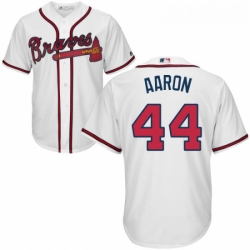 Youth Majestic Atlanta Braves 44 Hank Aaron Replica White Home Cool Base MLB Jersey