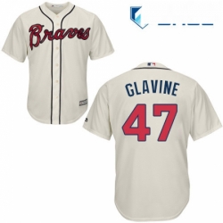 Youth Majestic Atlanta Braves 47 Tom Glavine Authentic Cream Alternate 2 Cool Base MLB Jersey