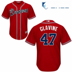 Youth Majestic Atlanta Braves 47 Tom Glavine Authentic Red Alternate Cool Base MLB Jersey