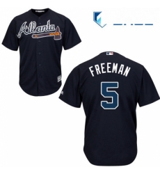 Youth Majestic Atlanta Braves 5 Freddie Freeman Replica Blue Alternate Road Cool Base MLB Jersey