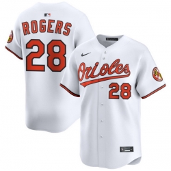 Men Baltimore Orioles 28 Trevor Rogers White 2025 Home Limited Stitched Baseball Jersey
