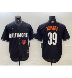 Men Baltimore Orioles 39 Corbin Burnes Black 2023 City Connect Cool Base Stitched Baseball Jersey 3