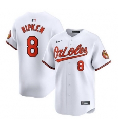 Men Baltimore Orioles 8 Cal Ripken Jr  White 2024 Home Limited Cool Base Stitched Baseball Jersey