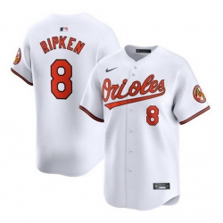 Men Baltimore Orioles 8 Cal Ripken Jr  White 2024 Home Limited Cool Base Stitched Baseball Jersey