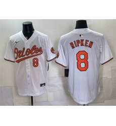 Men Baltimore Orioles  8 Cal Ripken Jr  White 2025 Home Limited Stitched Baseball Jersey