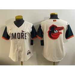 Women Baltimore Orioles Team Big Logo Natural 2026 City Connect Stadium Stitched Baseball Jersey