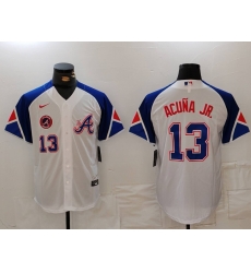 MLB Braves 13 Ronald Acuna White City Connect Cool Base Men Jersey 8