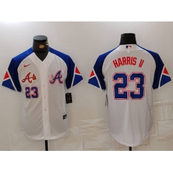 MLB Braves 23 Harris II White City Connect Cool Base Men Jersey 1