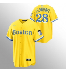 Men Boston Red Sox 28 J D  Martinez Men Nike 2021 City Connect Gold Fans Version MLB Jersey