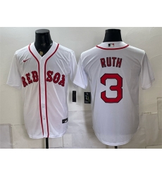 Men Boston Red Sox  3 Babe Ruth White Cool Base Stitched Baseball Jersey