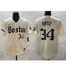 Men Boston Red Sox 34 David Ortiz Cream Gothic Vapor Limited Stitched Baseball Jersey