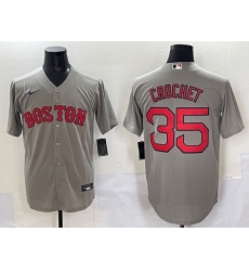 Men Boston Red Sox 35 Garrett Crochet Gey Cool Base Stitched Baseball Jersey