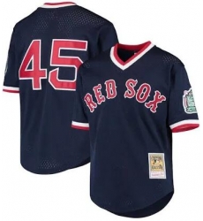 Men Boston Red Sox #45 Pedro martinez Mitchell Ness Blue Jersey