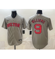Men Boston Red Sox 9 Ted Williams Grey Cool Base Stitched Baseball Jersey