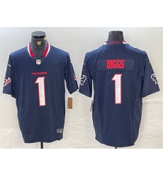 Men Houston Texans 1 Stefon Diggs Navy F U S E  Vapor Limited Stitched Footb