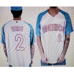 Men Mexico 2 Urias White Blue Jersey