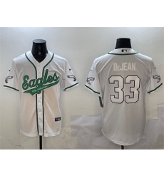 Men Philadelphia Eagles 33 Cooper DeJean White Cool Base Stitched Baseb