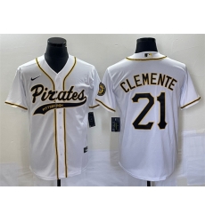 Men Pittsburgh Pirates 21 Roberto Clemente White Cool Base Stitched Baseball Jersey