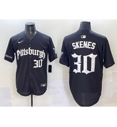 Men Pittsburgh Pirates 30 Paul Skenes Black Gothic Steel City Edition Vapor Limited Stitched Baseball Jersey