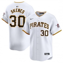 Men Pittsburgh Pirates 30 Paul Skenes White 2024 Home Limited Stitched Baseball Jersey