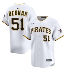 Men Pittsburgh Pirates 51 David Bednar White 2025 Home Limited Stitched Baseball Jersey