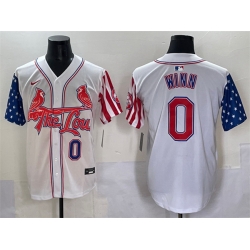 Men St Louis Cardinals 0 Masyn Winn White Independence Day Vapor Premier Limited Stitched Baseball Jersey