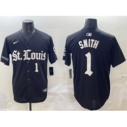 Men St  Louis Cardinals 1 Ozzie Smith Black Gothic Legacy Edition Vapor Premier Limited Stitched Baseball Jersey