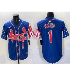 Men St Louis Cardinals 1 Ozzie Smith Royal Independence Day Vapor Premier Limited Stitched Baseball Jersey
