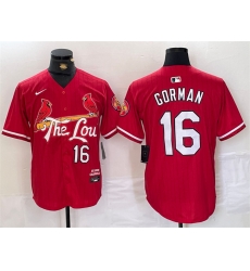 Men St  Louis Cardinals 16 Nolan Gorman Red 2024 City Connect Stitched Baseball Jersey