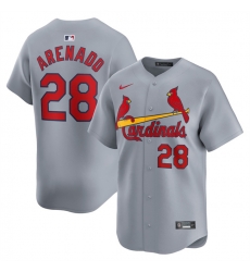 Men St  Louis Cardinals 28 Nolan Arenado Grey 2024 Away Limited Stitched Baseball Jersey