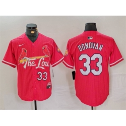 Men St  Louis Cardinals 33 Brendan Donovan Red 2024 City Connect Stitched Baseball Jersey