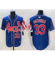 Men St Louis Cardinals 33 Brendan Donovan Royal Independence Day Vapor Premier Limited Stitched Baseball Jersey