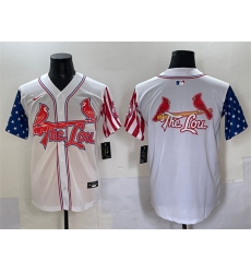 Men St Louis Cardinals Team Big Logo White Independence Day Vapor Premier Limited Stitched Baseball Jersey