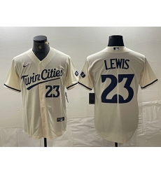 Men Twins 23 Lewis Cream Nike Cool Base Men Jersey