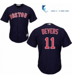 Mens Majestic Boston Red Sox 11 Rafael Devers Replica Navy Blue Alternate Road Cool Base MLB Jersey 