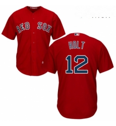 Mens Majestic Boston Red Sox 12 Brock Holt Replica Red Alternate Home Cool Base MLB Jersey