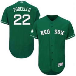 Mens Majestic Boston Red Sox 22 Rick Porcello Green Celtic Flexbase Authentic Collection MLB Jersey