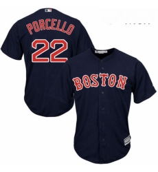 Mens Majestic Boston Red Sox 22 Rick Porcello Replica Navy Blue Alternate Road Cool Base MLB Jersey