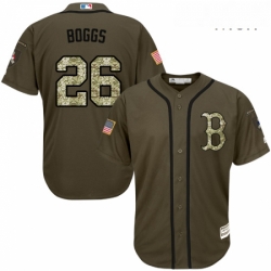 Mens Majestic Boston Red Sox 26 Wade Boggs Replica Green Salute to Service MLB Jersey