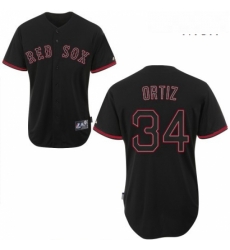 Mens Majestic Boston Red Sox 34 David Ortiz Authentic Black Fashion MLB Jersey