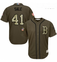 Mens Majestic Boston Red Sox 41 Chris Sale Authentic Green Salute to Service MLB Jersey