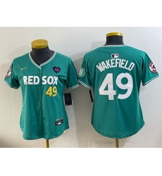 Women Boston Red Sox 49 Tim Wakefield Memorial Patch Green 2025 City Connect Limited Stitched Baseball Jersey Women Boston Red Sox 49 Tim Wakefield Memorial Patch Green 2025 City Connect Limited Stitched Baseball Jersey