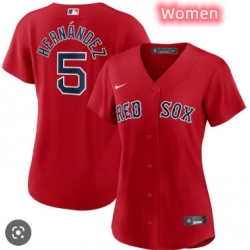 Women Boston Red Sox 5 Enrique Hernandez Red Jersey
