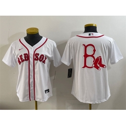 Women Boston Red Sox Team Big Logo White Cool Base Stitched Jersey
