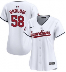 Women Cleveland Guardians 58 Scott Barlow White Stitched Baseball Jersey Women Cleveland Guardians 58 Scott Barlow White Stitched Baseball Jersey