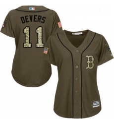 Womens Majestic Boston Red Sox 11 Rafael Devers Authentic Green Salute to Service MLB Jersey 